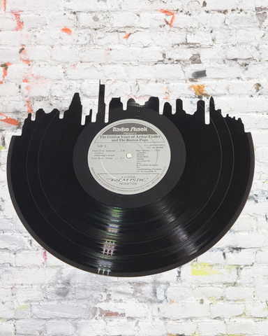 Boston and Massachusetts Vinyl Record Wall Art – Two Piece Collection on The Golden Years of Arthur Fielder and The Boston Pops Original Album – Limited Edition