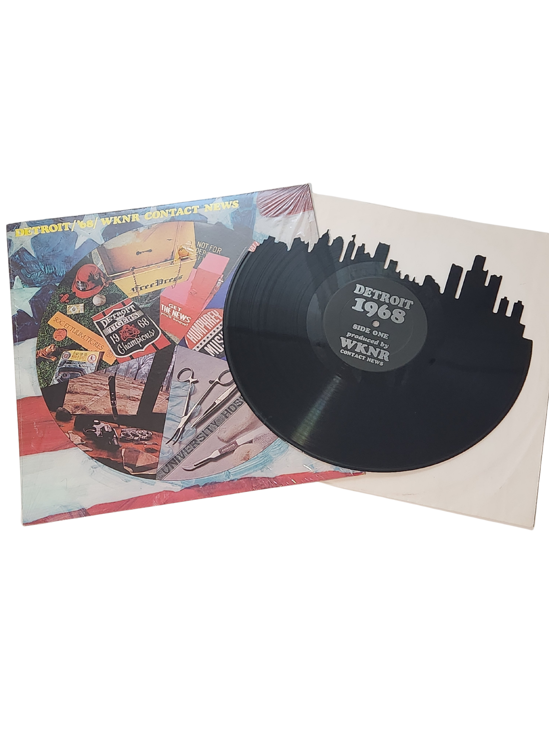 Detroit Skyline Vinyl Record Wall Art on Detroit WKNR 1968 – Limited Edition