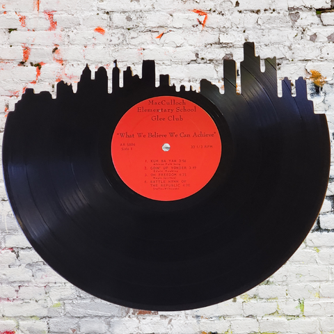 Detroit Skyline Vinyl Record Wall Art | Limited Edition | Handcrafted from MacCulloch Elementary School Glee Club's What We Believe We Can Achieve Original Vinyl Record