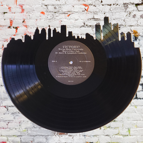 Detroit Skyline Vinyl Record Wall Art | Limited Edition | Handcrafted from Wayne State University Men's Glee Club Victory Album