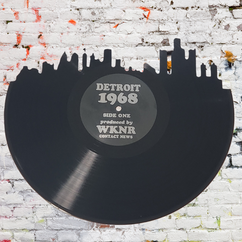Detroit Skyline Vinyl Record Wall Art on Detroit WKNR 1968 – Limited Edition
