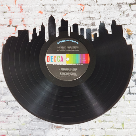 Kansas City Skyline on Kansas City Piano Vinyl Record Art