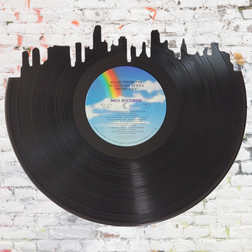 Miami Skyline Vinyl Record Wall Art  | Limited Edition handcrafted from Miami Vice Soundtrack