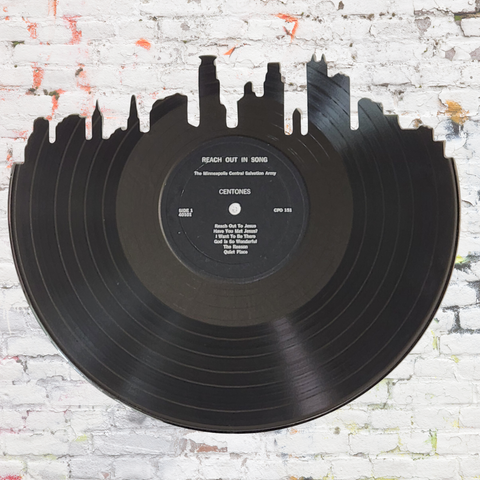 Minneapolis Skyline on Centones Vinyl Record Art