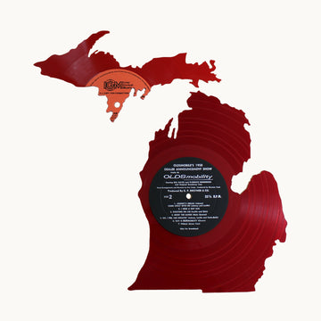 Michigan 2-Piece RED Vinyl Record Wall Art | Limited Edition | Oldsmobile Dealer Announcement Show 1958