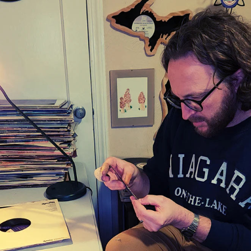 Michael from Records Redone making upcycled vinyl record art