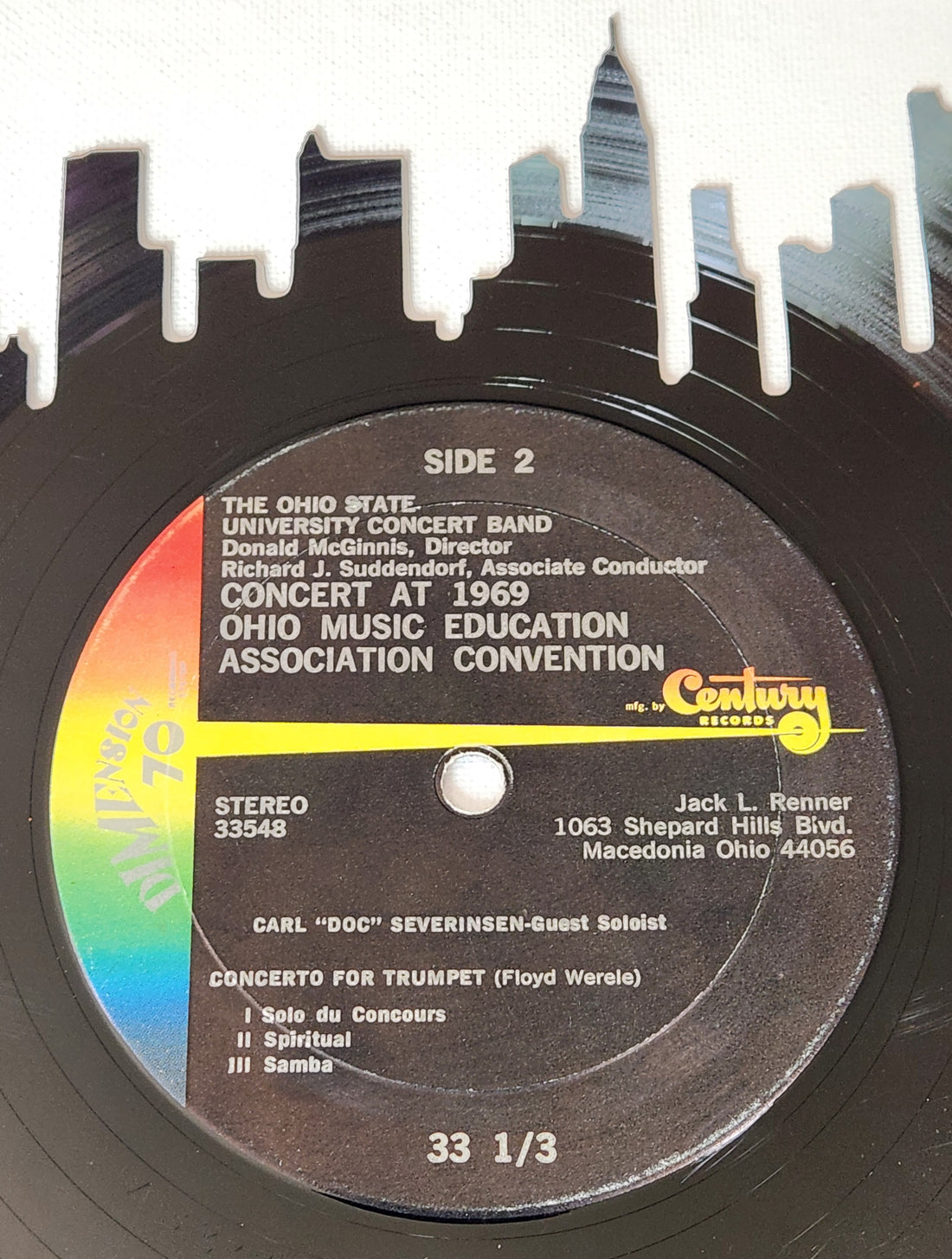 Columbus Skyline Ohio State University Concert Band Vinyl Record Art