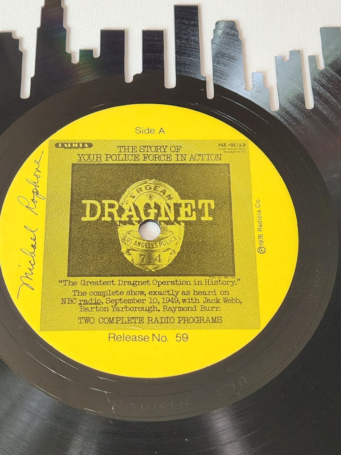Los Angeles Skyline Vinyl Record Wall Art | Limited Edition Handcrafted from Dragnet Original Soundtrack