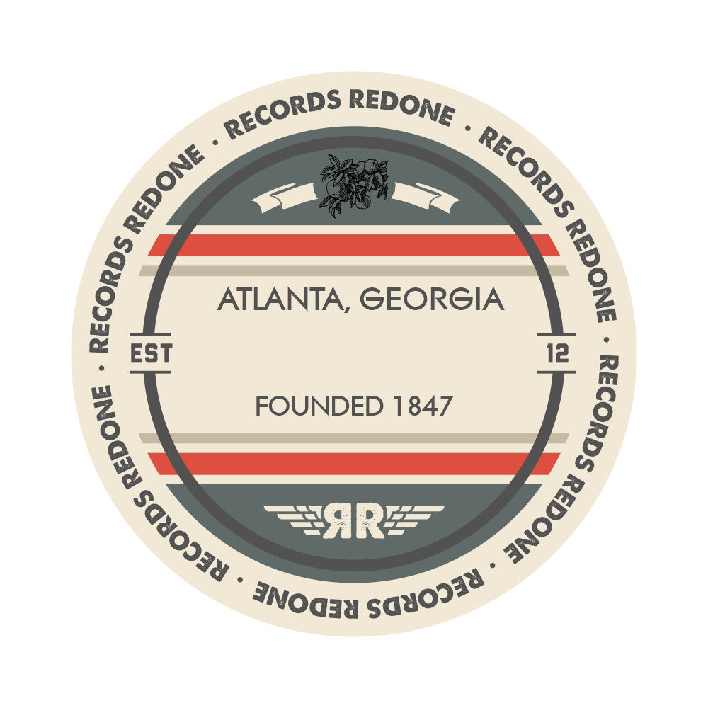 Atlanta skyline wall art made from a recycled vinyl record — eco-friendly décor with a nostalgic vibe.