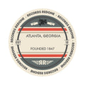 Standard label on Atlanta, GA skyline vinyl record wall art.