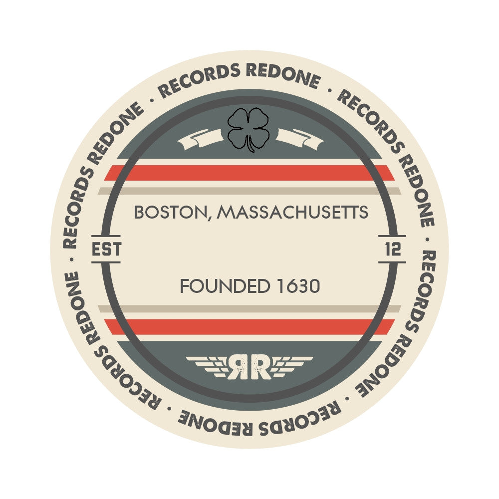 Handcrafted vinyl record art of the Boston, MA skyline, perfect for gallery walls and unique gifts.