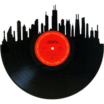 Chicago Skyline Vinyl Record Wall Art | Unique Gift Handcrafted from Chicago Band Album