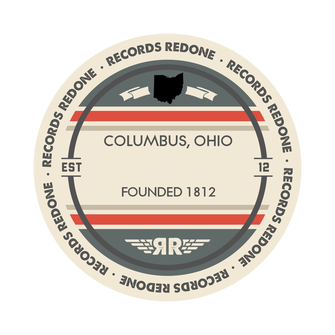 Handcrafted vinyl record art of the Columbus, OH skyline, perfect for gallery walls and unique gifts.