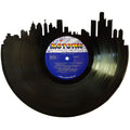 Detroit Skyline silhouette cut from authentic Motown vinyl record wall art