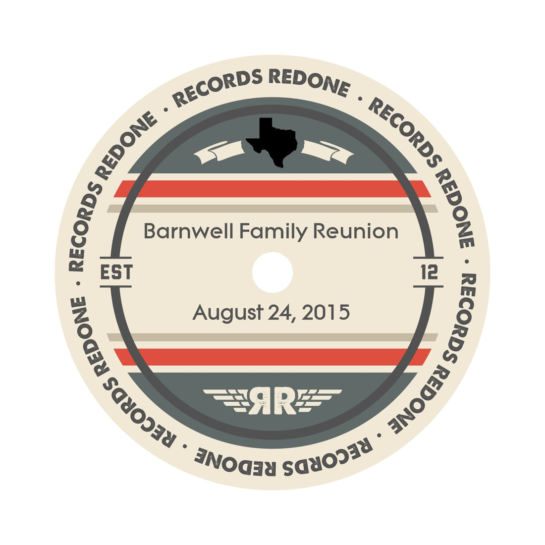 Custom Personalized Label for Records Redone Skyline