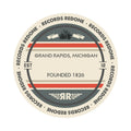 Standard label on Grand Rapids, MI skyline vinyl record wall art.