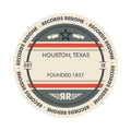 Standard label on Houston, TX skyline vinyl record wall art.