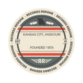 Standard label on Kansas City skyline vinyl record wall art.