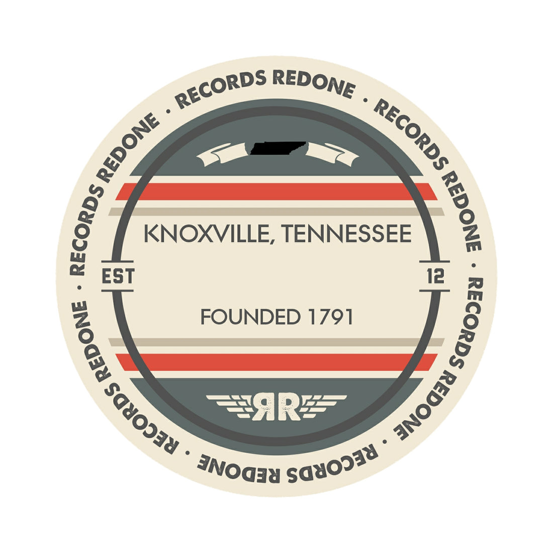 Handcrafted vinyl record art of the Knoxville, TN skyline, perfect for gallery walls and unique gifts.