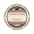 Standard label on Knoxville, TN skyline vinyl record wall art.