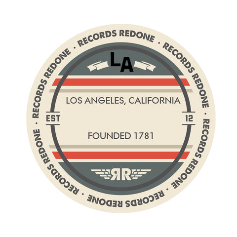 Los Angeles Skyline Records Redone Label Vinyl Record Art