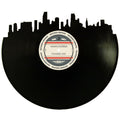 Miami skyline wall art made from a recycled vinyl record — eco-friendly décor with a nostalgic vibe.