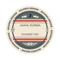 Standard label on Miami, Florida skyline vinyl record wall art.