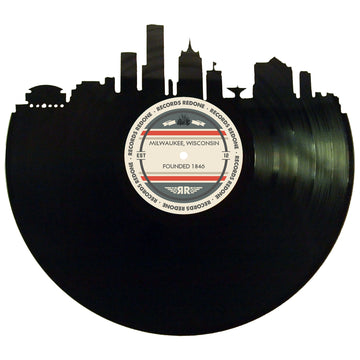 Milwaukee Skyline Vinyl Record Wall Art | Unique Handcrafted Holiday Gift for Music Lovers