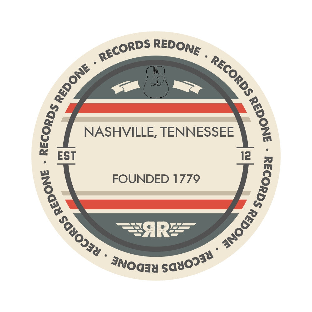 Handcrafted vinyl record art of the Nashville, Tennessee skyline, perfect for gallery walls and unique gifts.