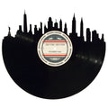 Handcrafted vinyl record art of the New York, New York skyline, perfect for gallery walls and unique gifts.