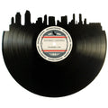 San Diego skyline wall art made from a recycled vinyl record — eco-friendly home décor with a nostalgic vibe.