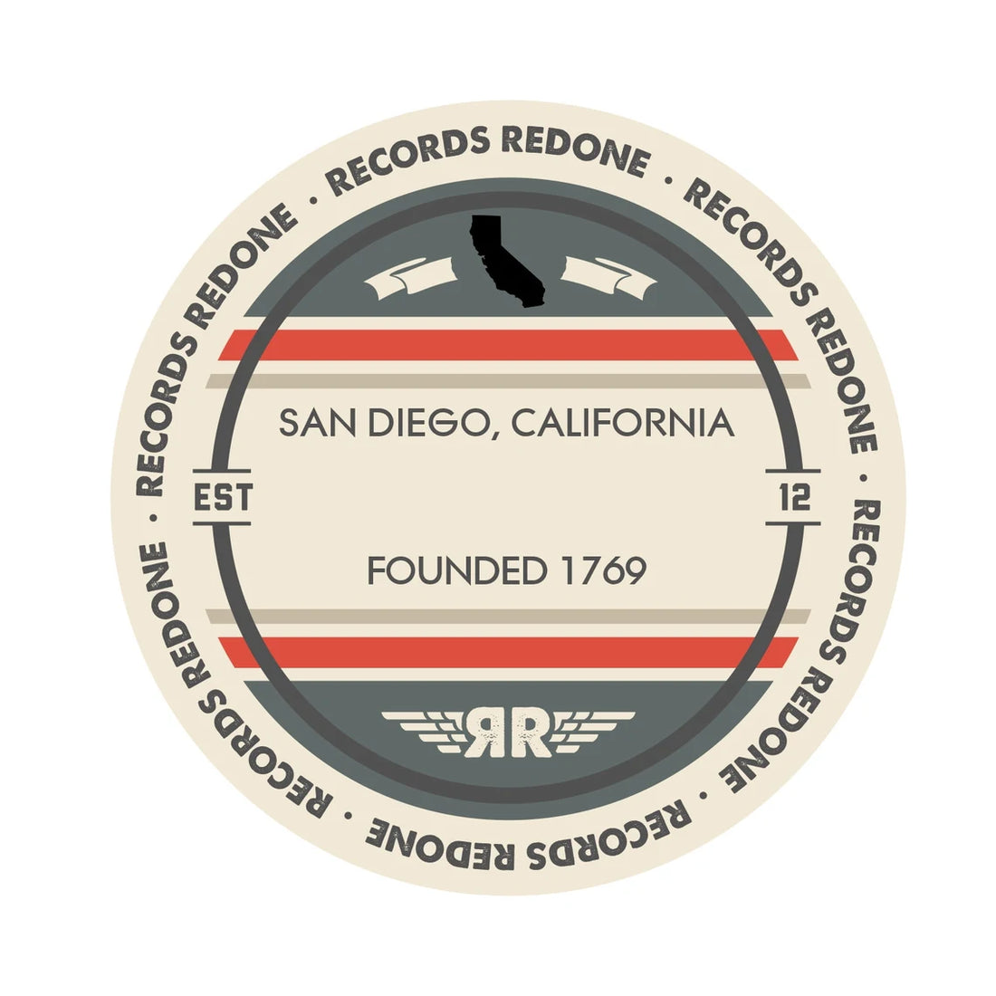 San Diego skyline wall art made from a recycled vinyl record — eco-friendly home décor with a nostalgic vibe.