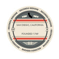 Standard label on San Diego, California vinyl record wall art
