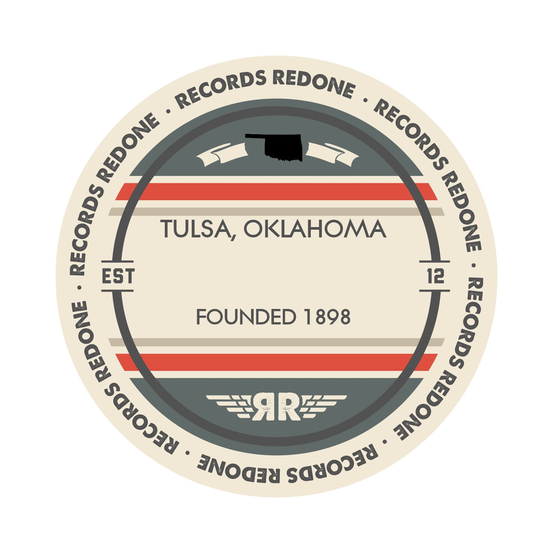 Tulsa, OK skyline wall art made from a recycled vinyl record — eco-friendly décor with a nostalgic vibe.